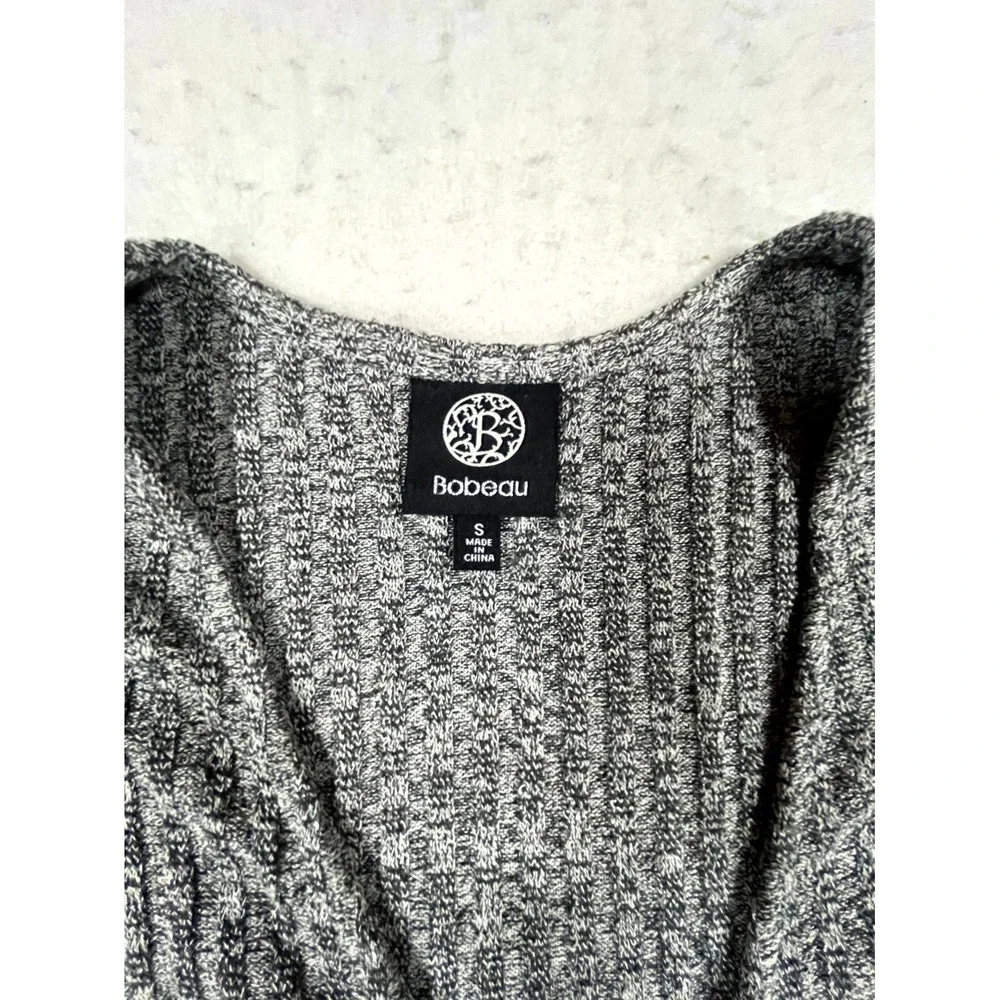 Bobeau Sweater Dress Womens Small Heather Gray Tight Knit Ribbed V Neck Thermal